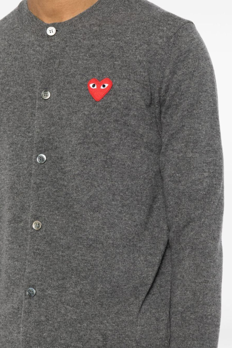 U ROUND-NECK CARDIGAN RED EMBLEM AX N007 051